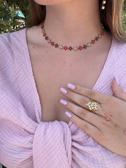 COLLIER DIAMOND RED